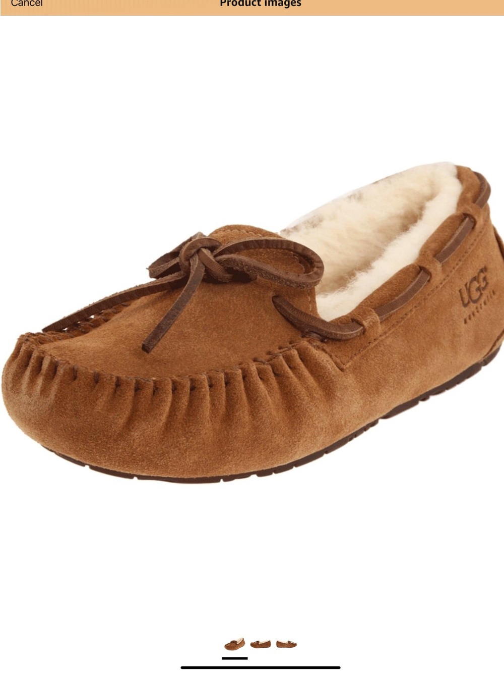 UGG Chestnut Suede Moccasin Slipper with Shearling Lining